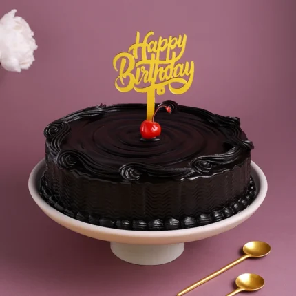 Dark Chocolate Fudge Birthday Cake