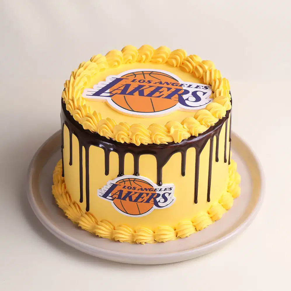 lakers-drip-basketball-theme-cake-them4839flav-A Lakers Drip Basketball Theme Cake - Image 1