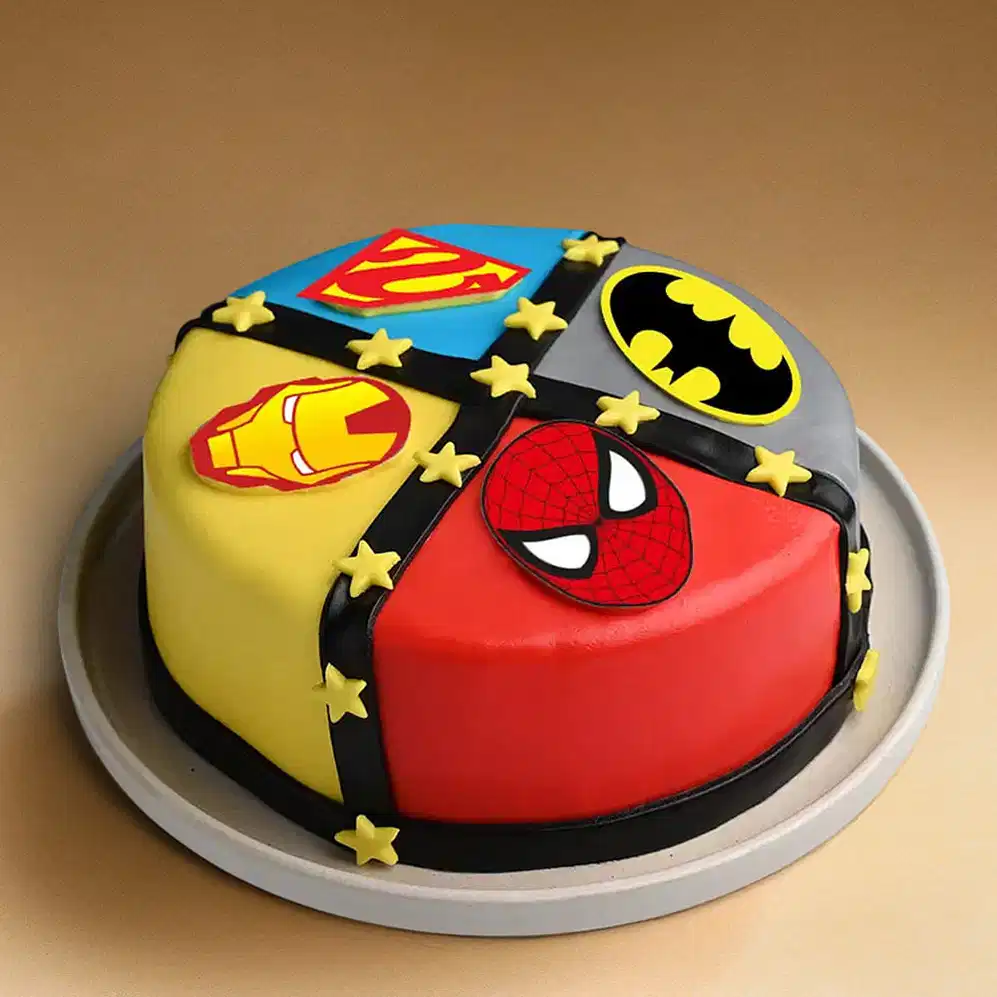 round-shaped-superhero-cake-bg-them1401flav-AA_0 Superhero Squad Power Cake - Image 1